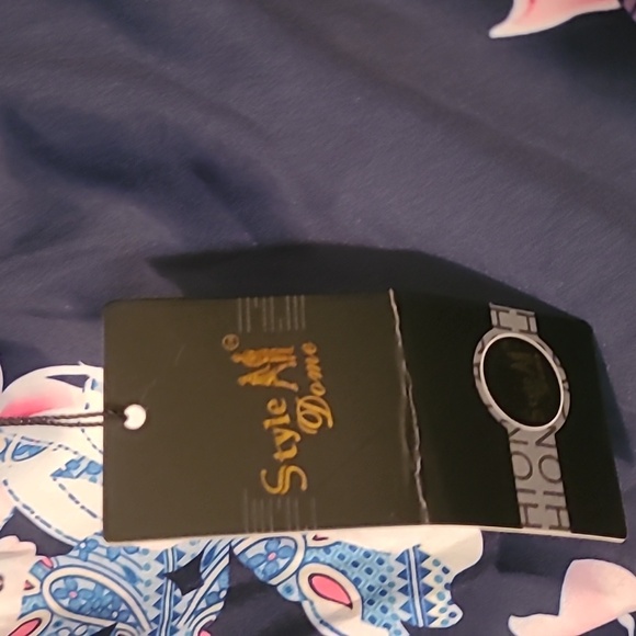 Style Dome Blue Floral Off The Shoulder Blouse,  Sz L NWT - Picture 8 of 8